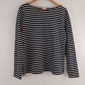 J.Crew Structured boatneck T-shirt in stripe 3/4 sleeve size L
